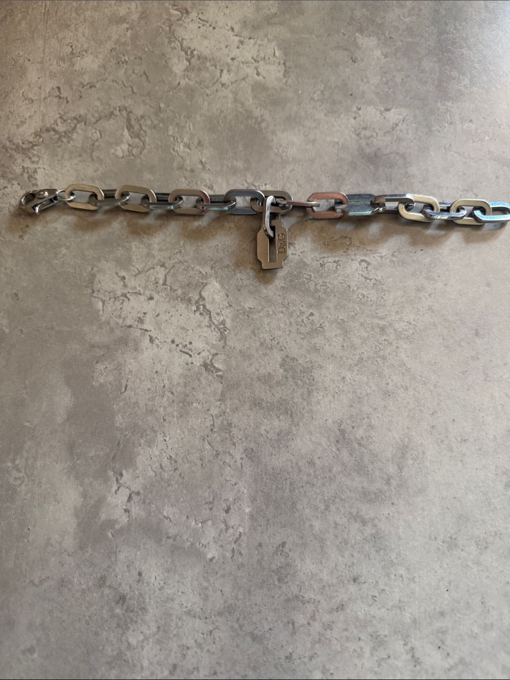 Dolce & Gabbana Polished Silver Link Bracelet with Branded Tag
